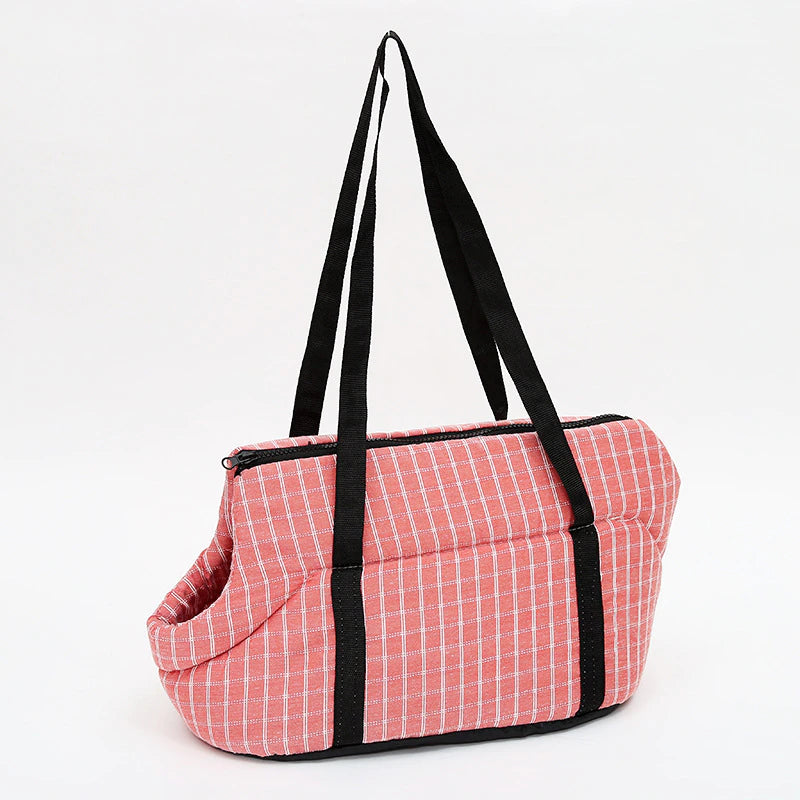 Pinky Plaid Pet Carrier