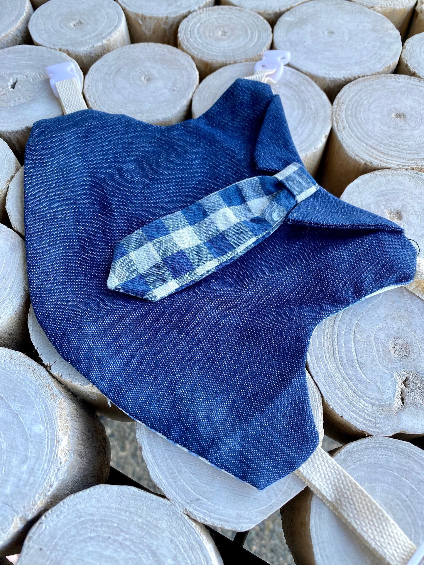 Bunny Plaid Necktie Blue Harness